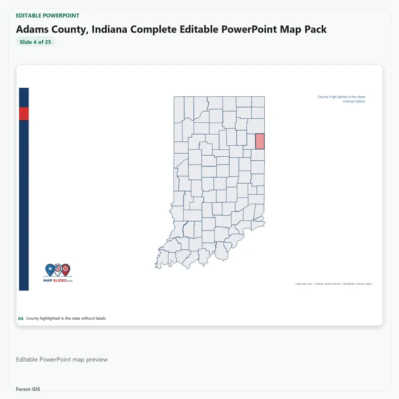 Adams County, Indiana Editable Map Pack - Image 4