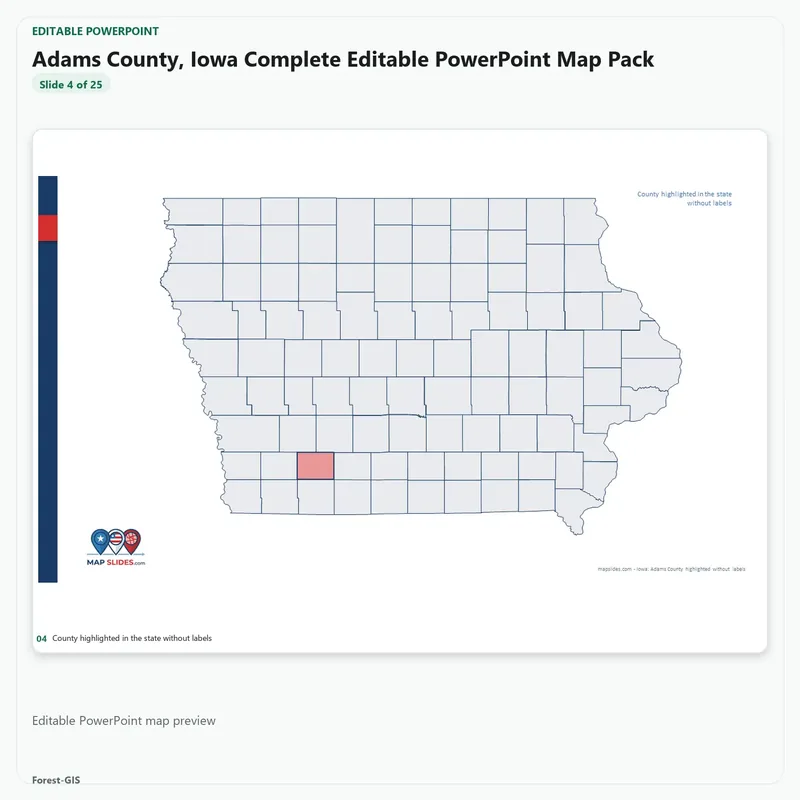Adams County, Iowa Editable Map Pack - Image 4