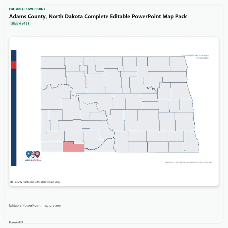 Adams County, North Dakota Editable Map Pack - Image 4