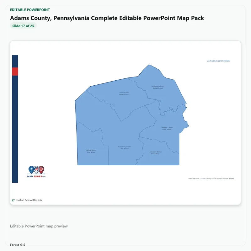 Adams County, Pennsylvania Editable Map Pack - Image 5