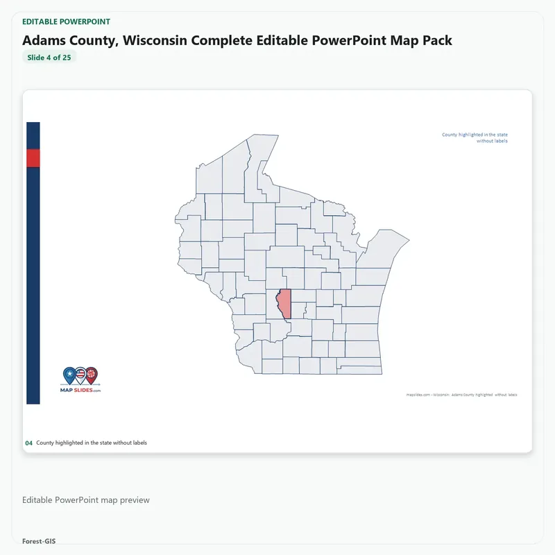 Adams County, Wisconsin Editable Map Pack - Image 4