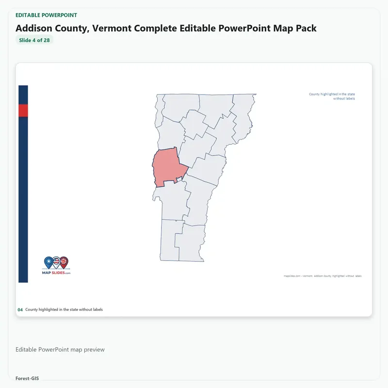 Addison County, Vermont Editable Map Pack - Image 4