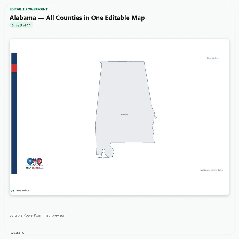 Alabama — All Counties in One Editable Map - Image 2