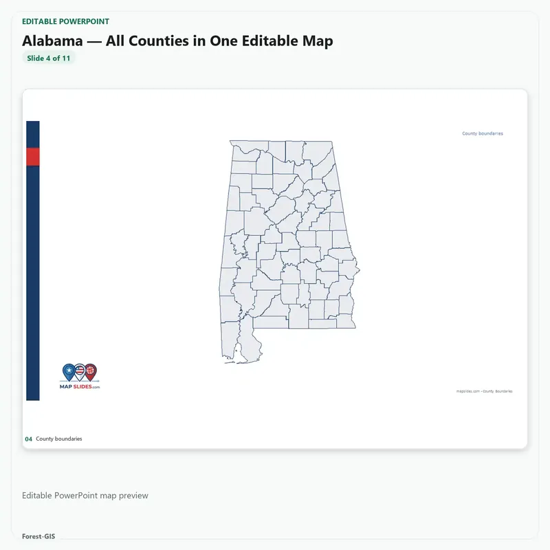 Alabama — All Counties in One Editable Map - Image 5