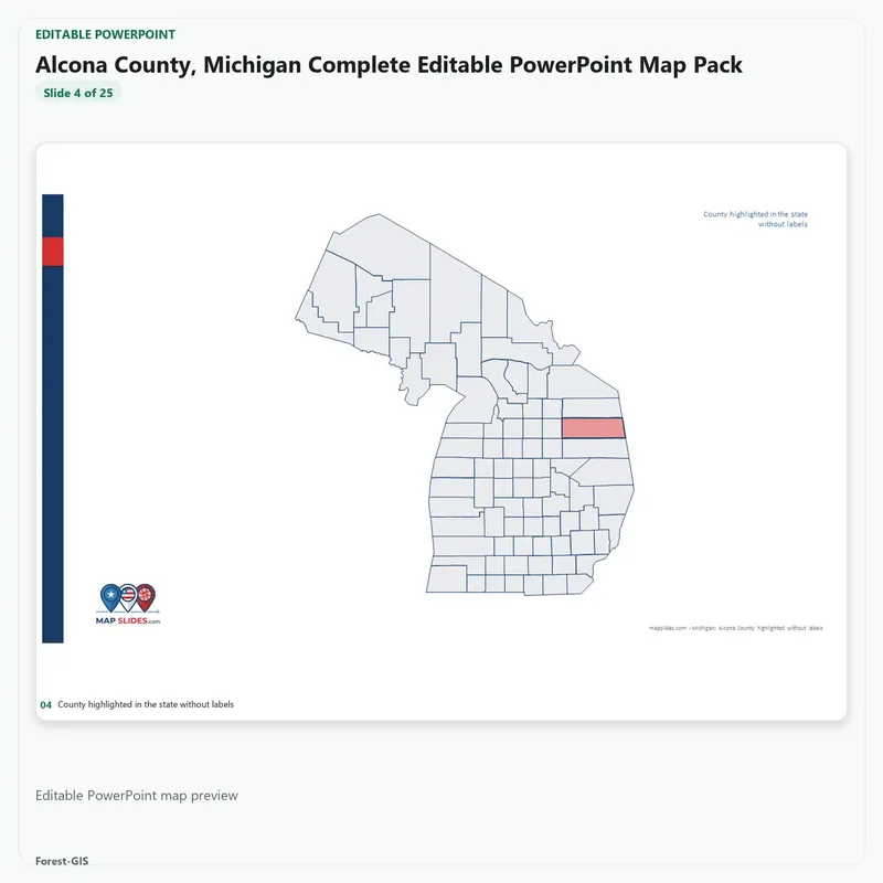 Alcona County, Michigan Editable Map Pack - Image 4