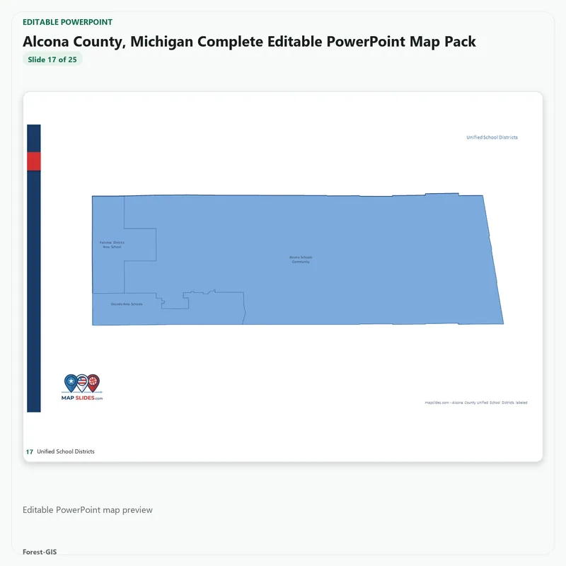 Alcona County, Michigan Editable Map Pack - Image 5