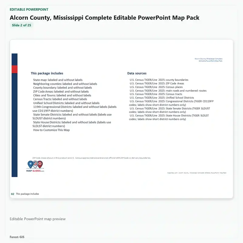 Alcorn County, Mississippi Editable Map Pack - Image 3