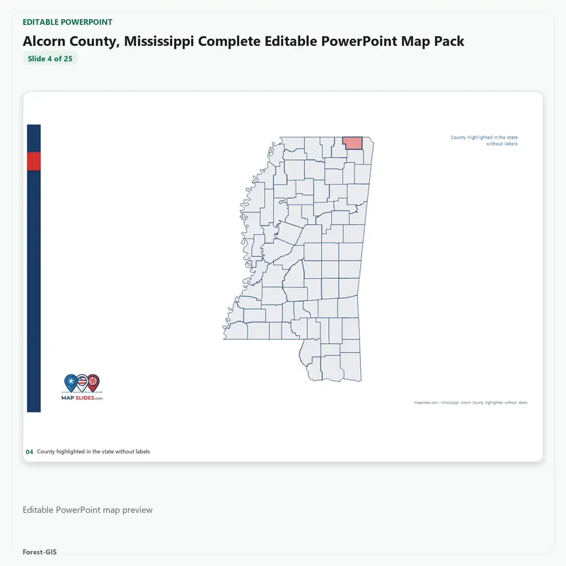 Alcorn County, Mississippi Editable Map Pack - Image 4