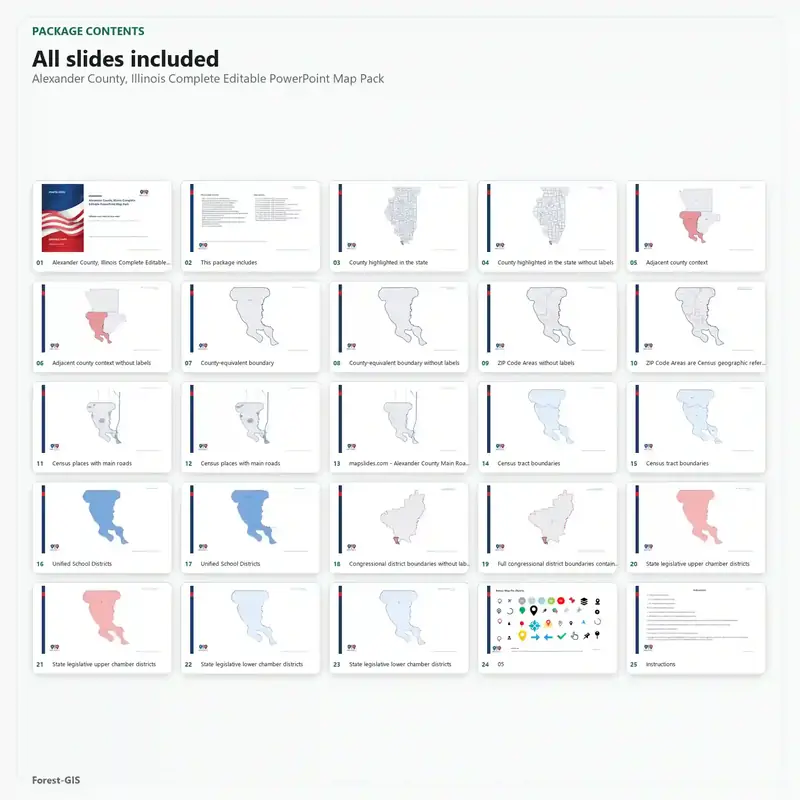 Alexander County, Illinois Editable Map Pack - Image 2