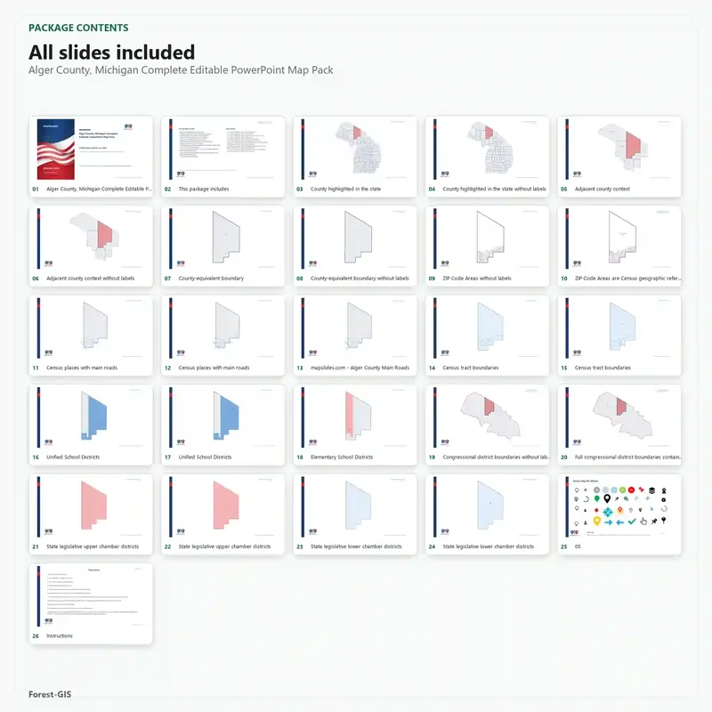 Alger County, Michigan Editable Map Pack - Image 2