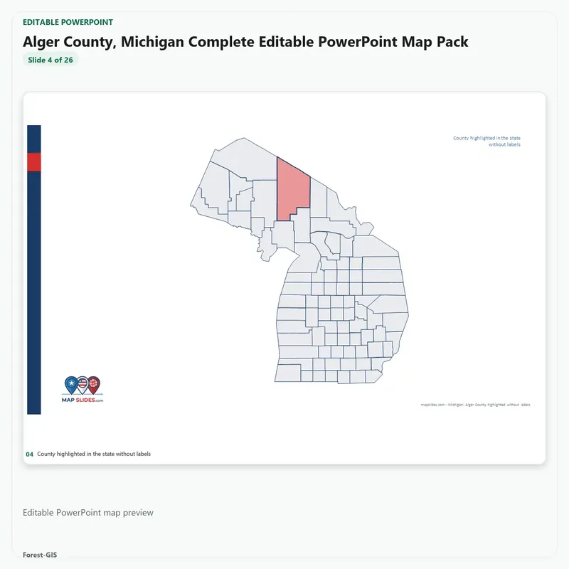 Alger County, Michigan Editable Map Pack - Image 4