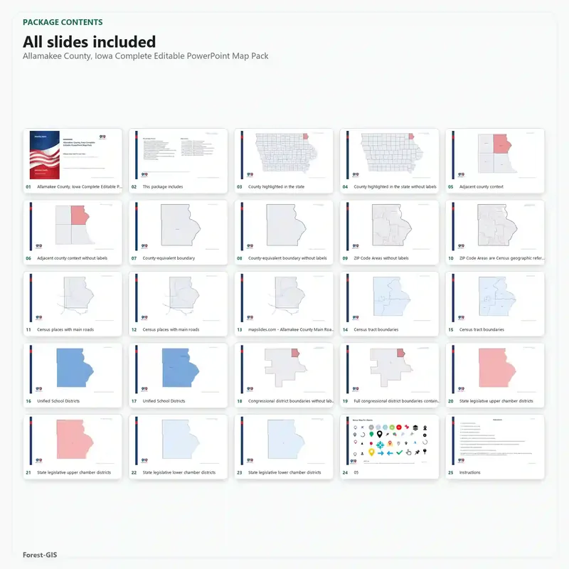Allamakee County, Iowa Editable Map Pack - Image 2