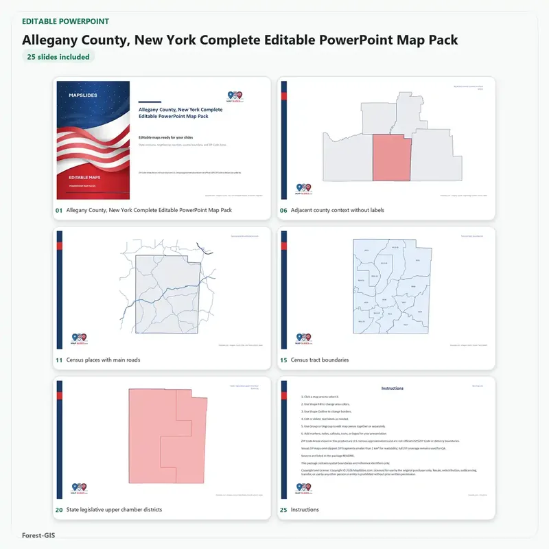Allegany County, New York Editable Map Pack