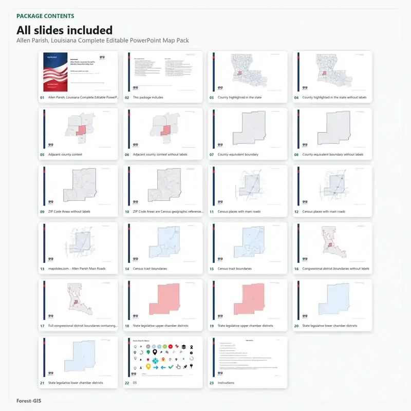 Allen Parish, Louisiana Editable Map Pack - Image 2