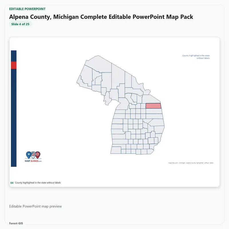 Alpena County, Michigan Editable Map Pack - Image 4