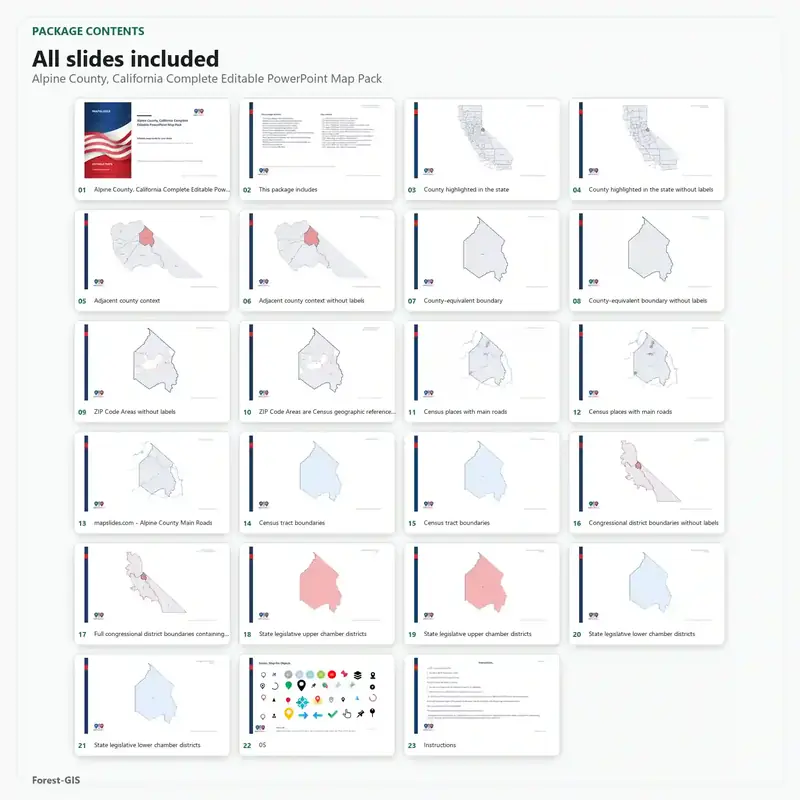 Alpine County, California Editable Map Pack - Image 2