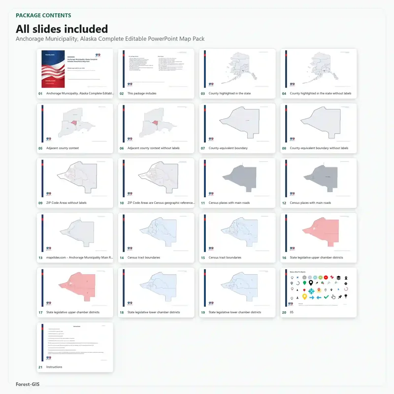 Anchorage Municipality, Alaska Editable Map Pack - Image 2