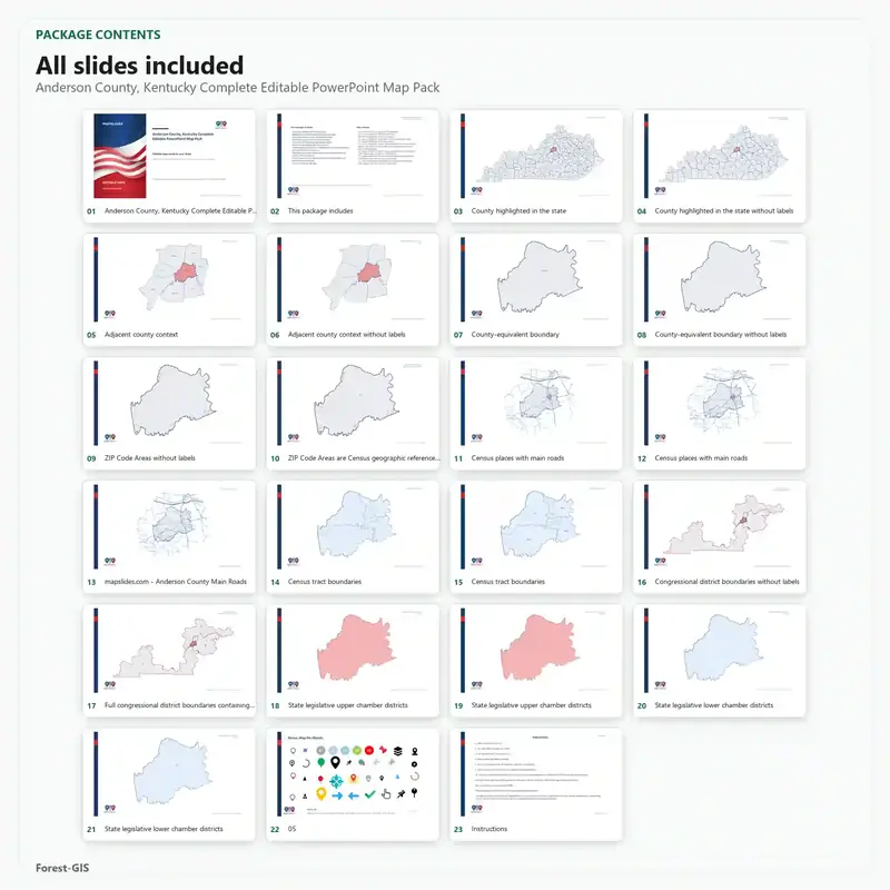 Anderson County, Kentucky Editable Map Pack - Image 2