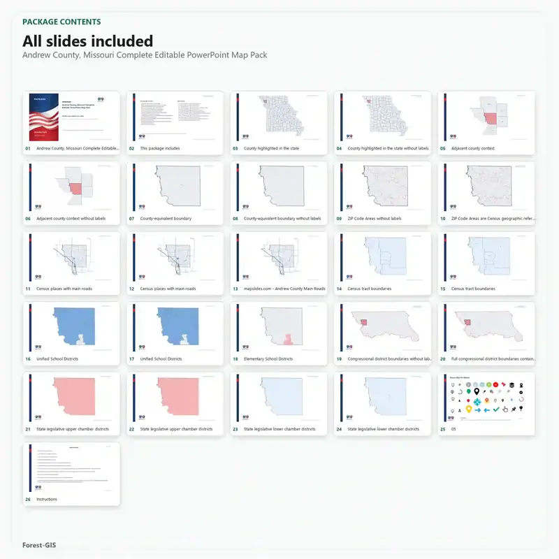Andrew County, Missouri Editable Map Pack - Image 2