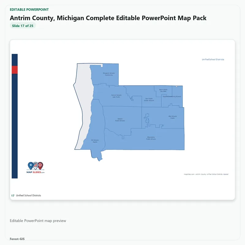 Antrim County, Michigan Editable Map Pack - Image 5