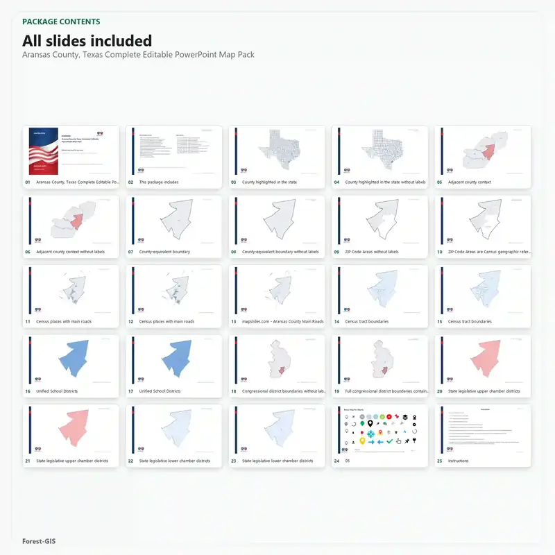 Aransas County, Texas Editable Map Pack - Image 2