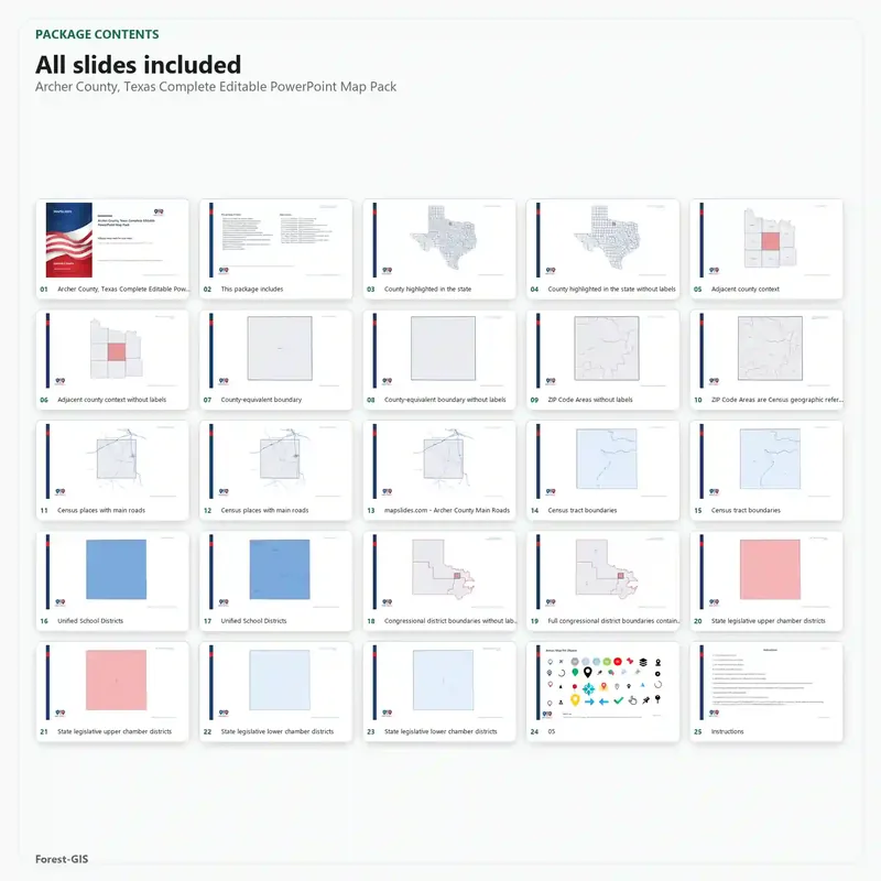 Archer County, Texas Editable Map Pack - Image 2