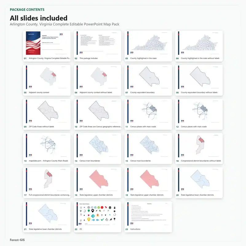 Arlington County, Virginia Editable Map Pack - Image 2