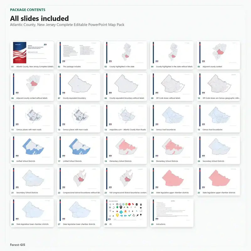 Atlantic County, New Jersey Editable Map Pack - Image 2