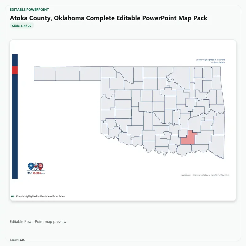 Atoka County, Oklahoma Editable Map Pack - Image 4