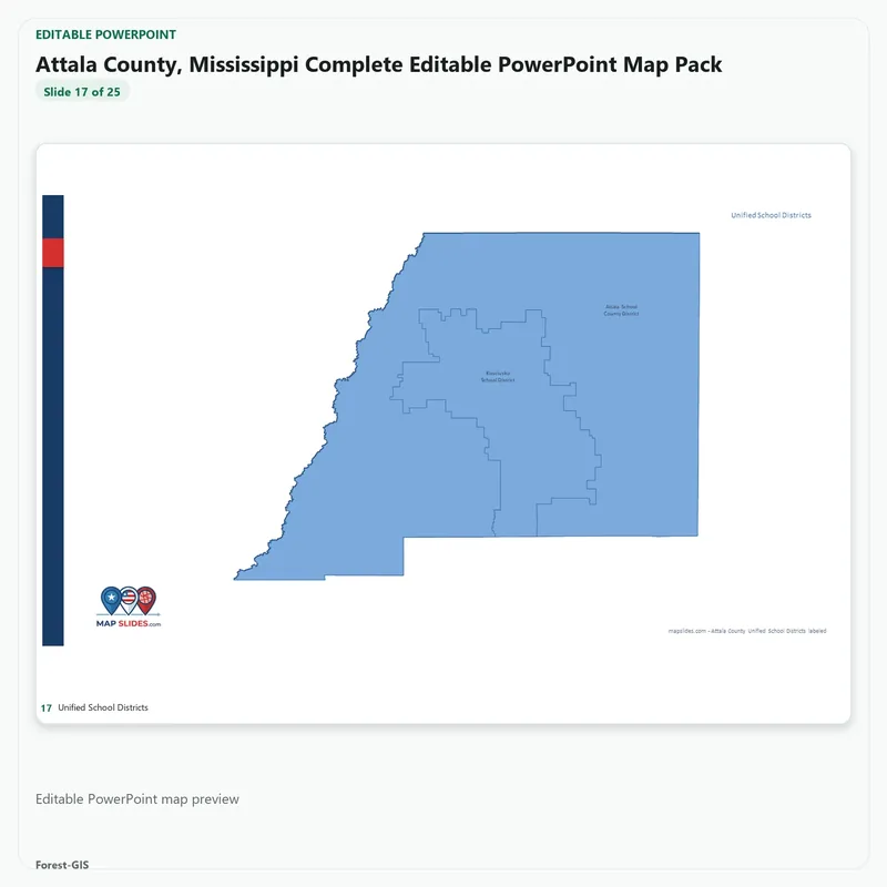Attala County, Mississippi Editable Map Pack - Image 5