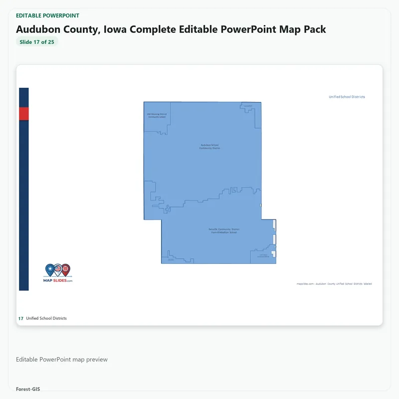 Audubon County, Iowa Editable Map Pack - Image 5