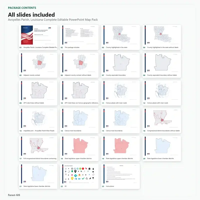 Avoyelles Parish, Louisiana Editable Map Pack - Image 2
