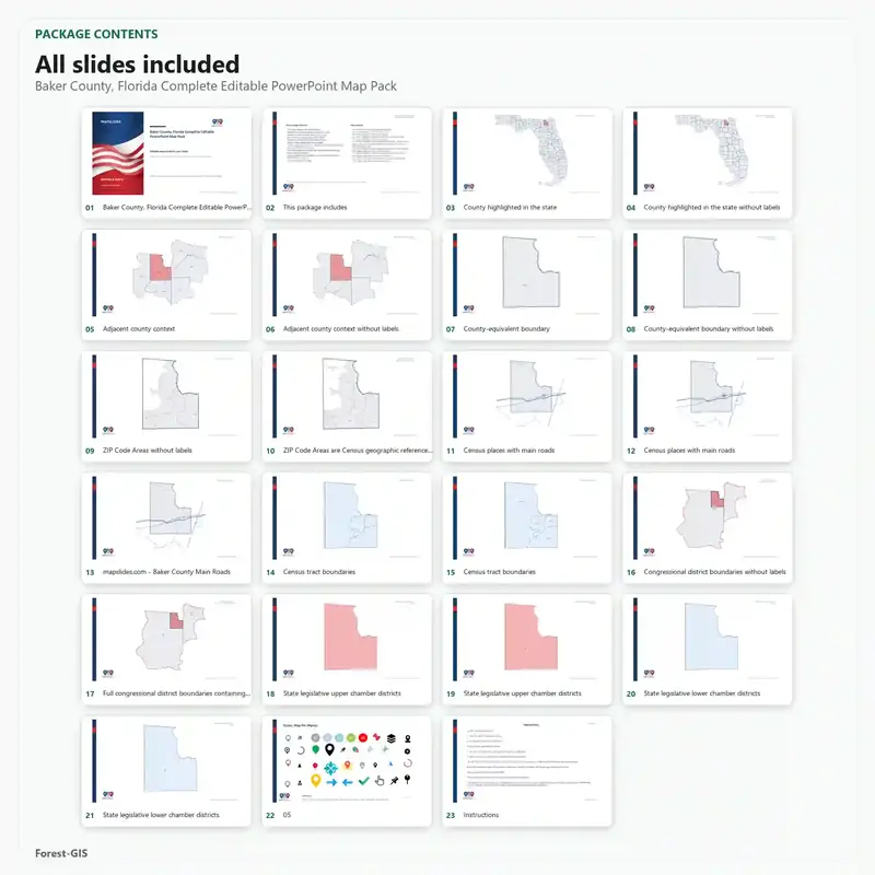 Baker County, Florida Editable Map Pack - Image 2