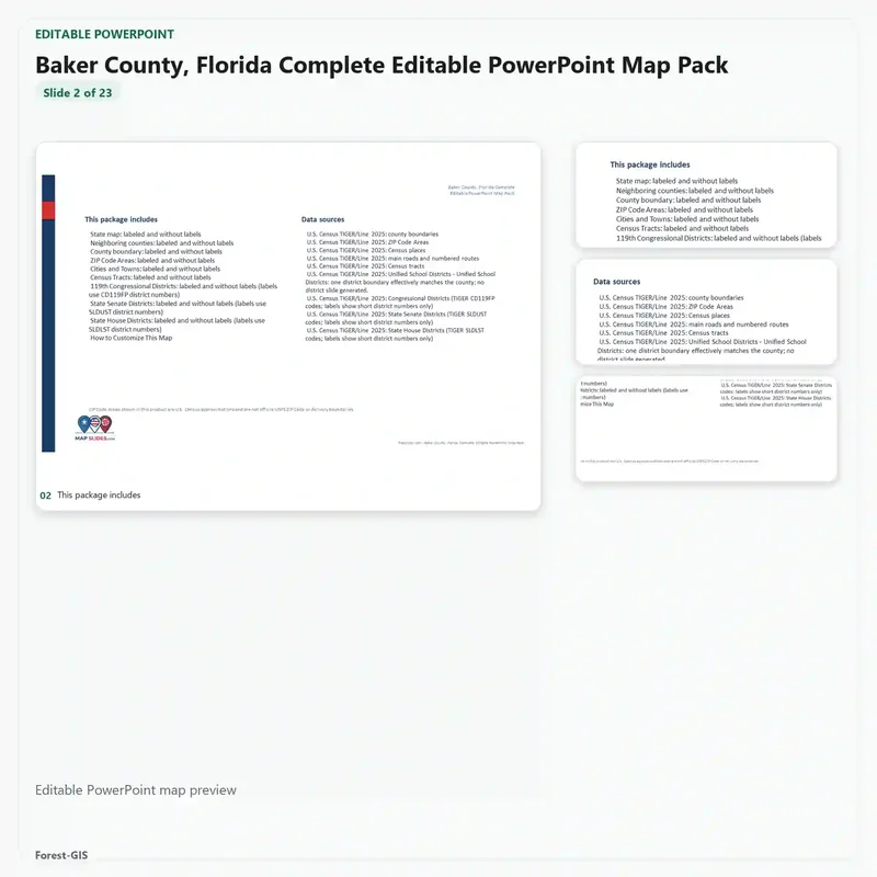 Baker County, Florida Editable Map Pack - Image 3