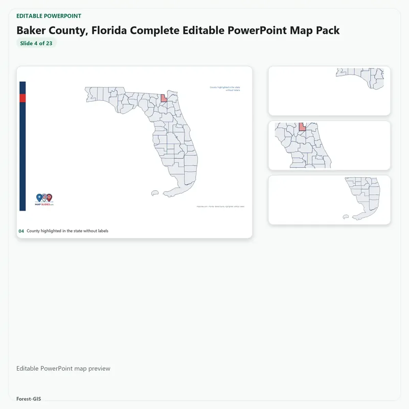 Baker County, Florida Editable Map Pack - Image 4