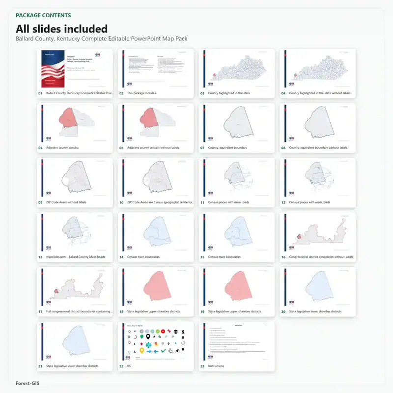 Ballard County, Kentucky Editable Map Pack - Image 2