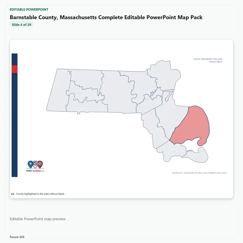 Barnstable County, Massachusetts Editable Map Pack - Image 4