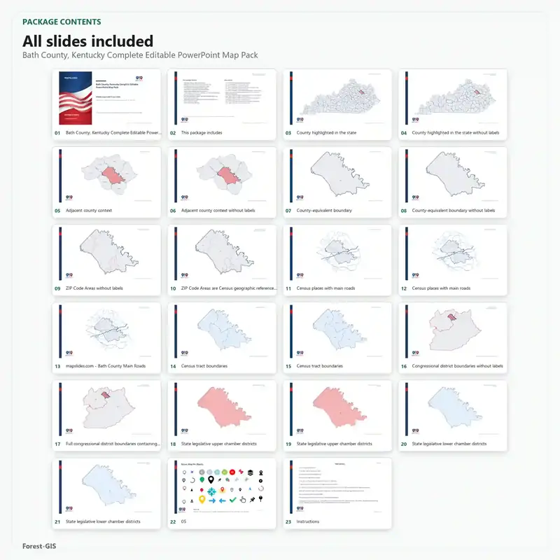 Bath County, Kentucky Editable Map Pack - Image 2
