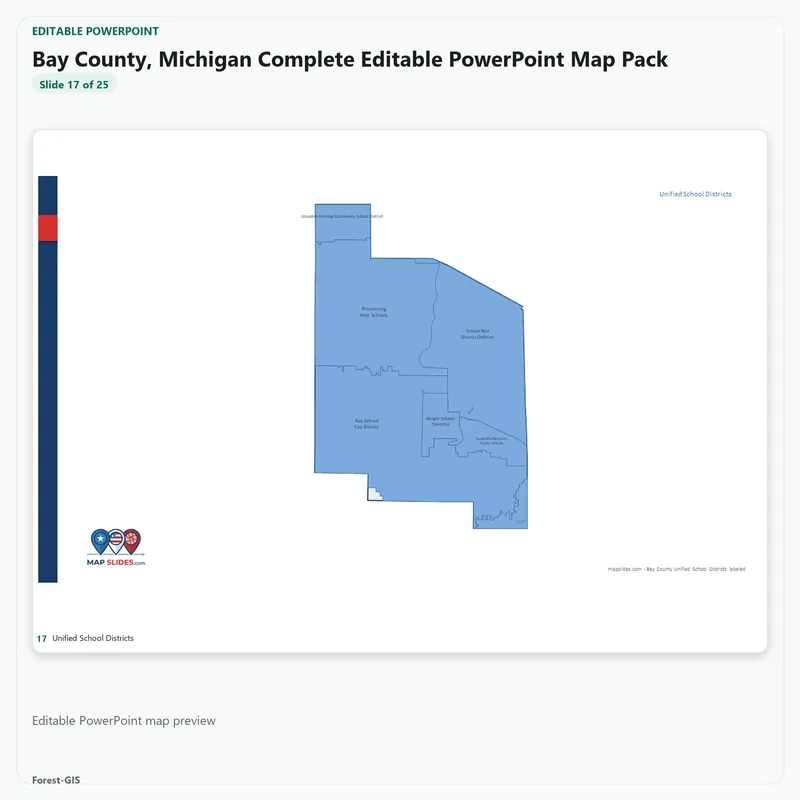 Bay County, Michigan Editable Map Pack - Image 5
