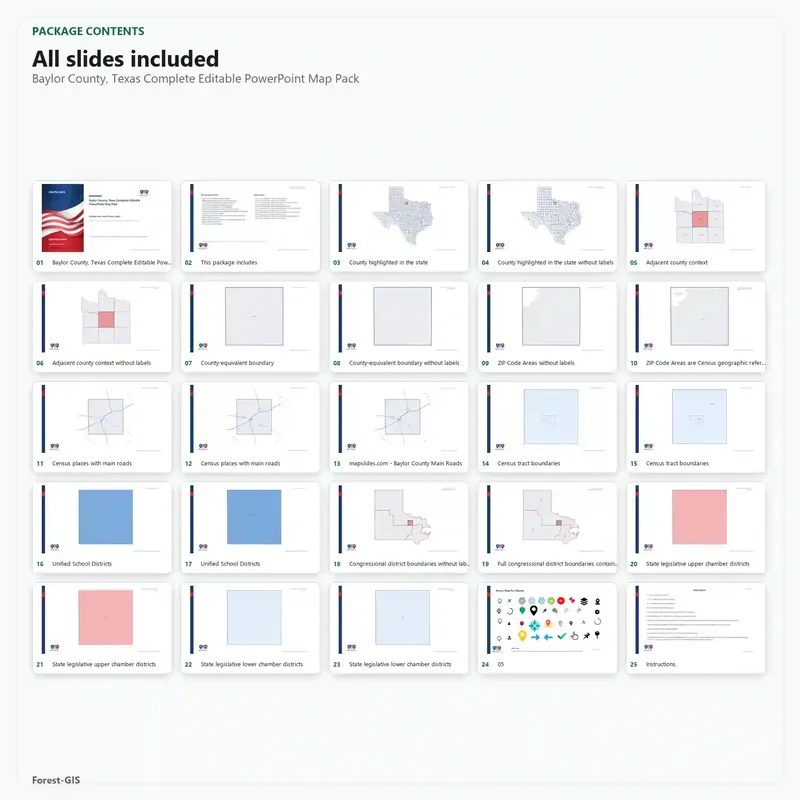 Baylor County, Texas Editable Map Pack - Image 2