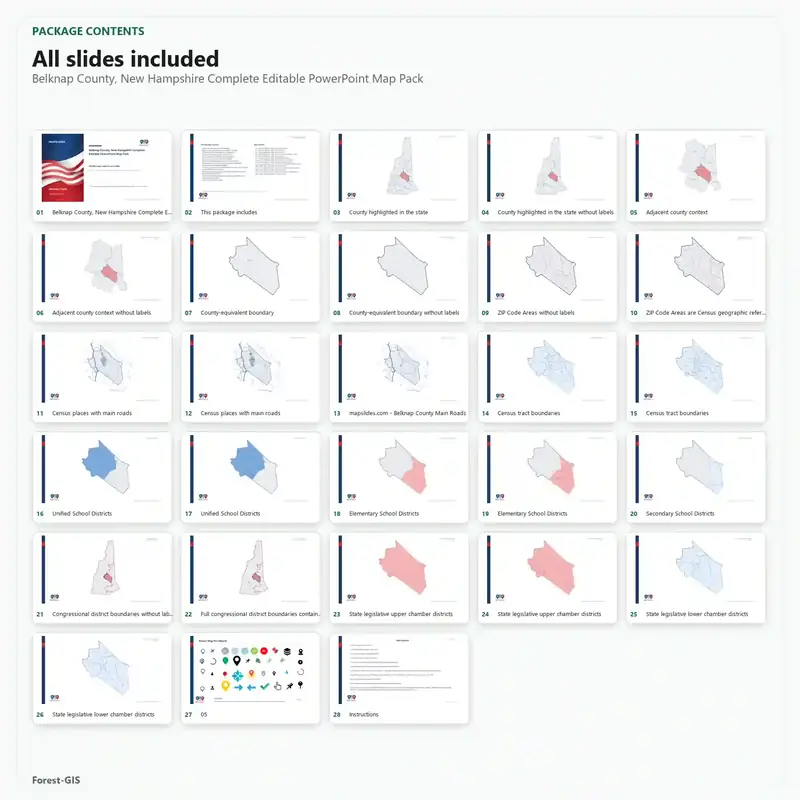 Belknap County, New Hampshire Editable Map Pack - Image 2