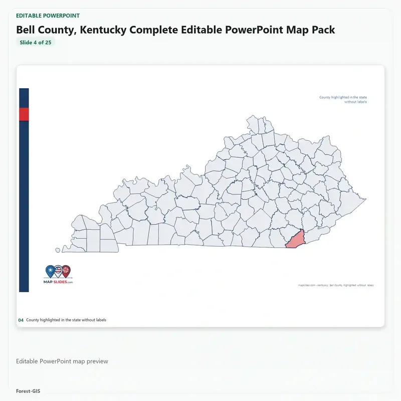 Bell County, Kentucky Editable Map Pack - Image 4