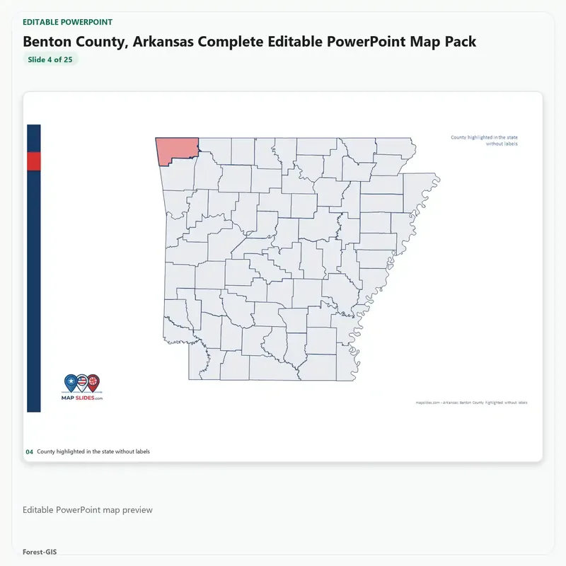 Benton County, Arkansas Editable Map Pack - Image 4