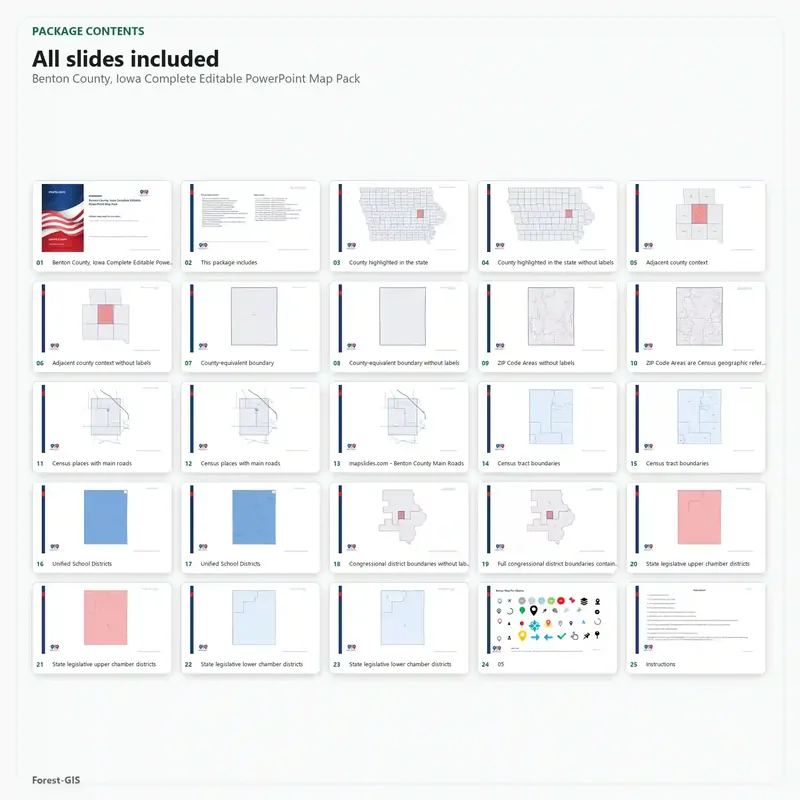 Benton County, Iowa Editable Map Pack - Image 2