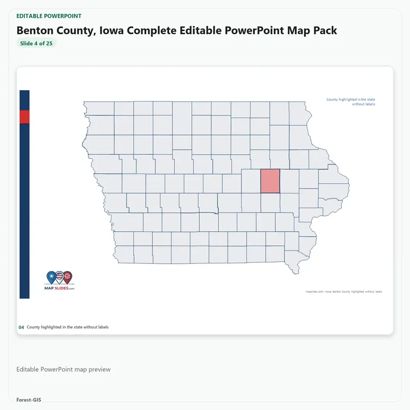 Benton County, Iowa Editable Map Pack - Image 4