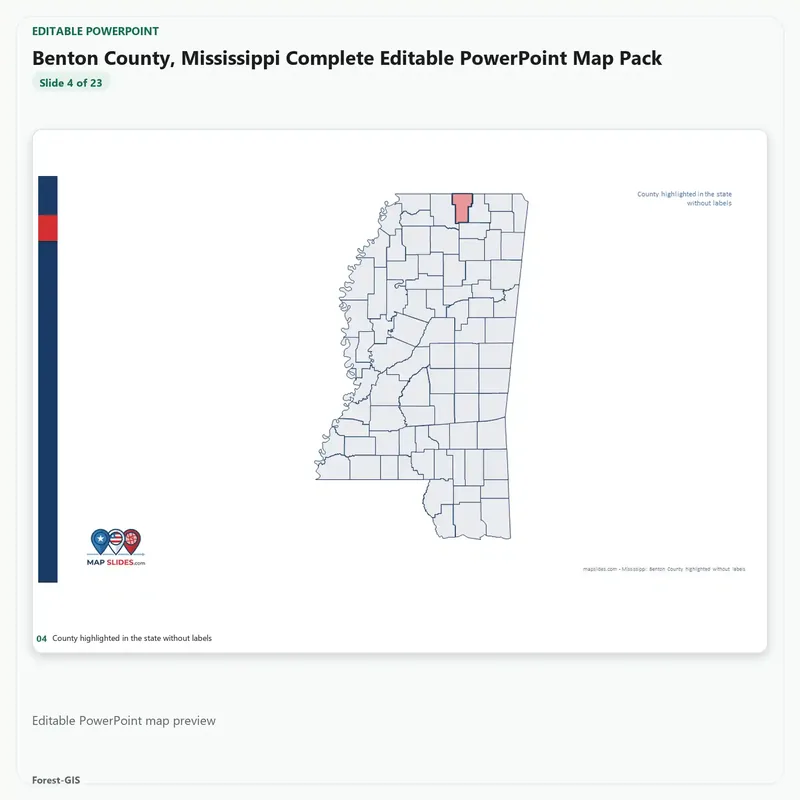 Benton County, Mississippi Editable Map Pack - Image 4