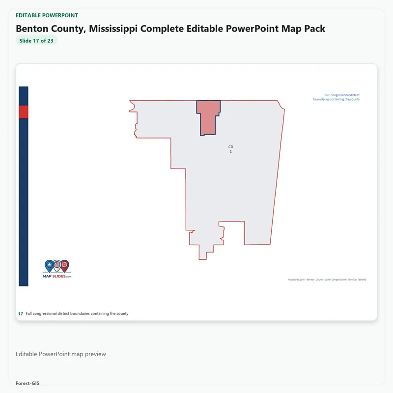Benton County, Mississippi Editable Map Pack - Image 5