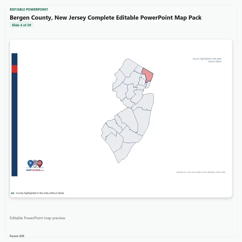 Bergen County, New Jersey Editable Map Pack - Image 4