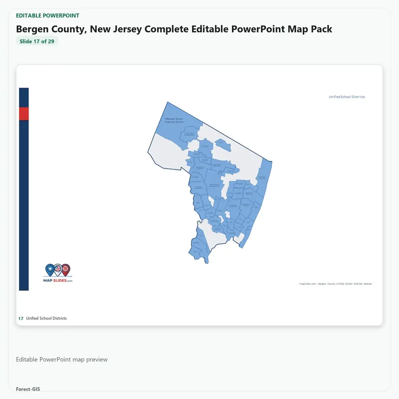 Bergen County, New Jersey Editable Map Pack - Image 5