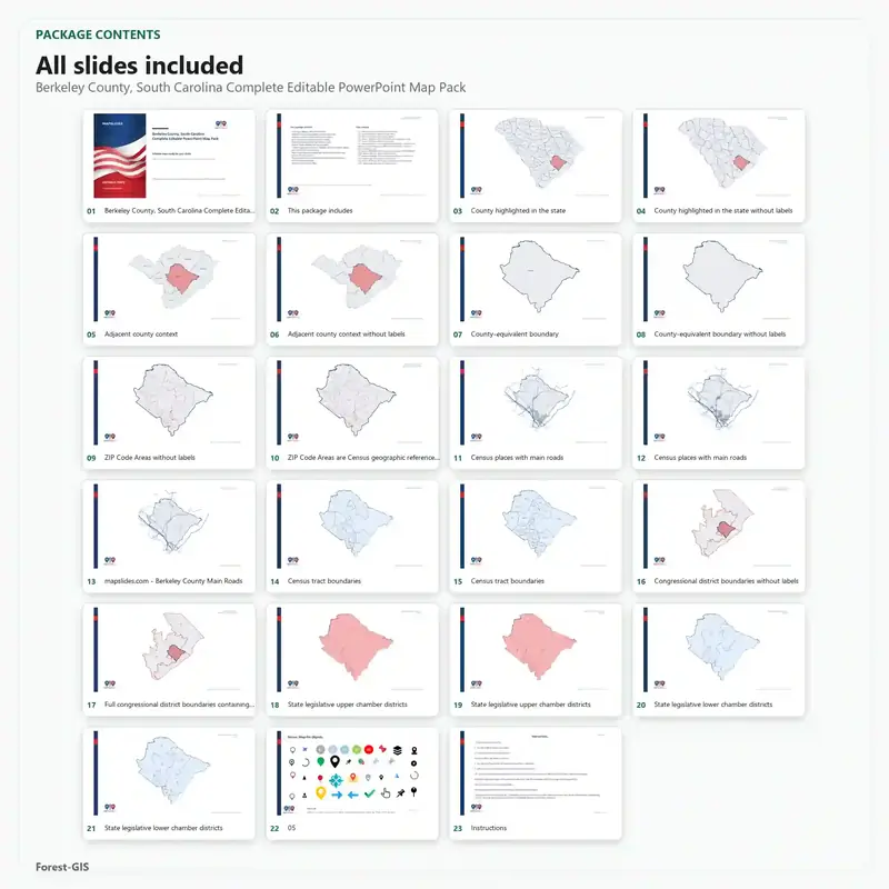 Berkeley County, South Carolina Editable Map Pack - Image 2